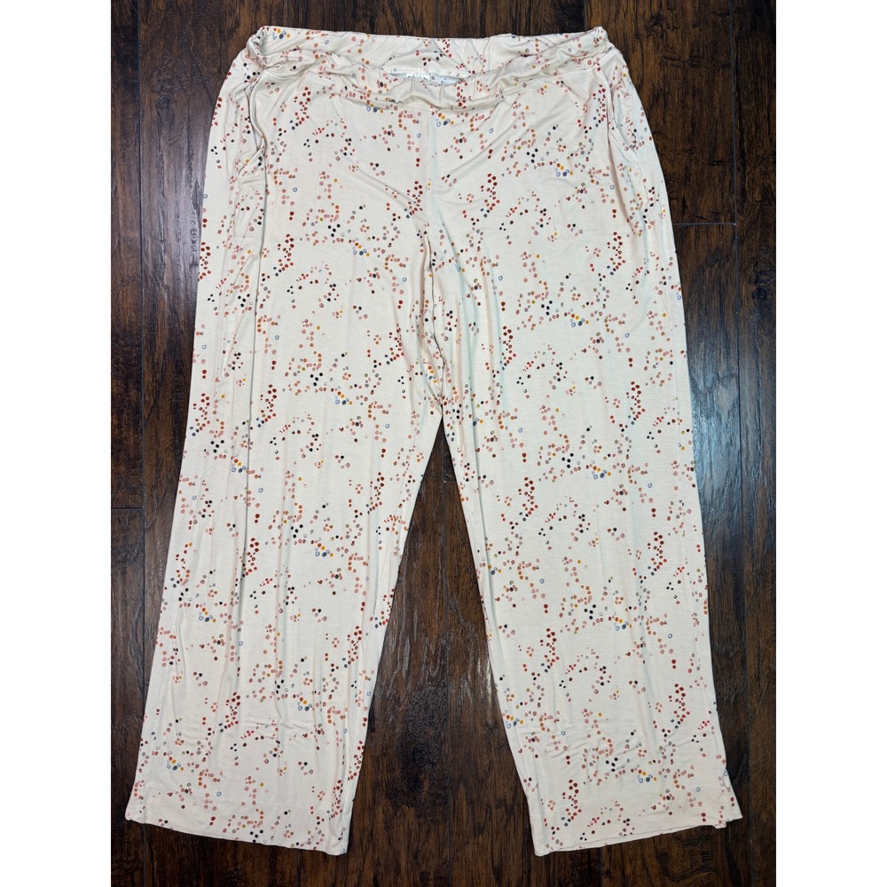 Soma Pajama Pants XXL Cream Spotted Wide Leg Sleep Lounge Stretch Women